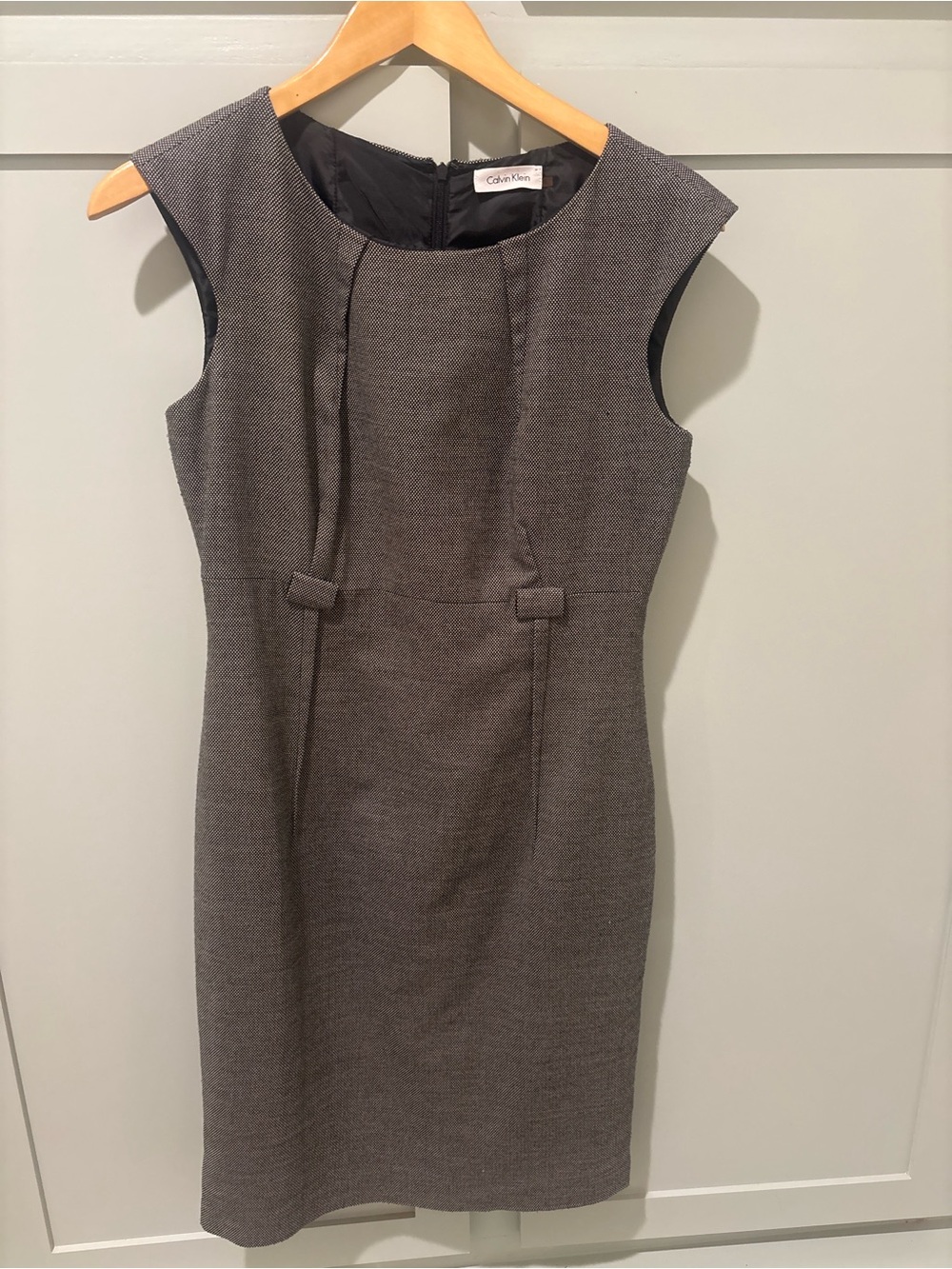 Calvin Klein Charcoal Sheath Dress - Sleeveless Ponte Work Dress